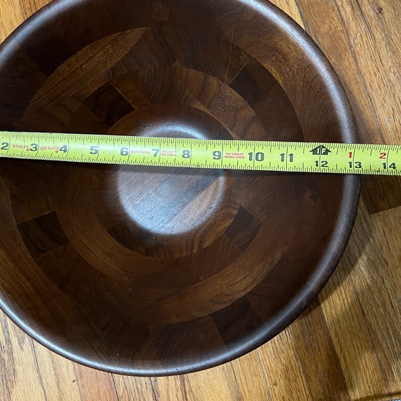 Vintage Mid Century Walnut Wood Salad Bowl MCM 13" - Picture 6 of 7